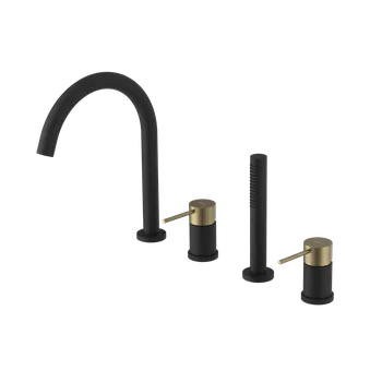 Vodovodní baterie Sapho ULTRASAN čtyřprvková baterie na okraj vany, černá mat/zlato mat