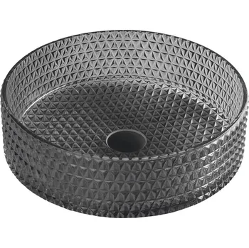 Umyvadlo Sapho MARAGUA skleněné gravírované umyvadlo na desku Ø 39,5cm, černá