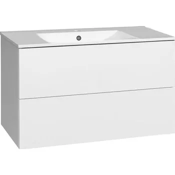 Umyvadlo EBS KUBA Skříňka + keramické umyvadlo slim 101 cm, bílá lesklá