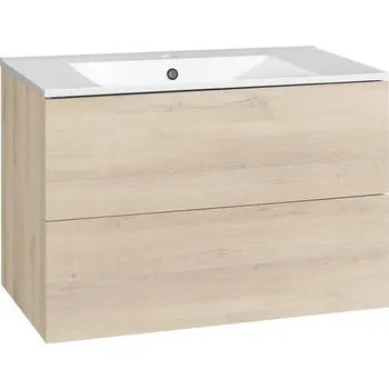 Umyvadlo EBS KUBA Skříňka + keramické umyvadlo Slim 81 cm, dub Kronberg
