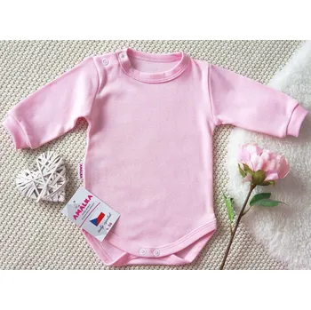 Kojenecký body AMÁLKA Bavlněné body dlouhý rukáv, růžové Velikost: 86