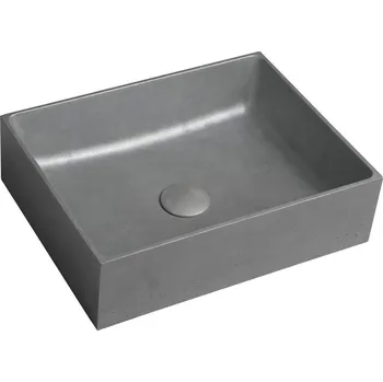 Umyvadlo Sapho FORMIGO betonové umyvadlo na desku, 47,5x36,5cm, stříbrná mat