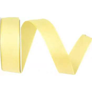 Stuha Taftová stuha Pastel Lemon – pastelově žlutá 25mm x 3m (7,-Kč/m) (Taftová stuha s drátkem, barva pastelově žlutá, oboustranná, jednobarevná, elegantní)