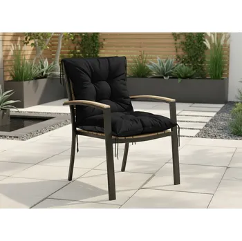 Podsedák Zahradní prošívaný podsedák na židli s opěrkou OSCAR 50x50x50 cm color 01 černá Mybesthome