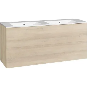 Umyvadlo EBS KUBA Skříňka + keramické umyvadlo Slim 121 cm, dub Kronberg