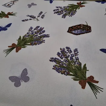 Pro útulný domov dekorační látka LEVANDULE A MOTÝLI