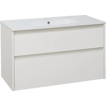 EBS Duomo Skříňka a keramické umyvadlo Slim 101 cm, bílá lesklá