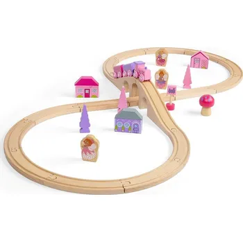 Vláček a vláčkodráha Bigjigs Rail Dřevěná vláčkodráha osmička pro princezny 35 dílů