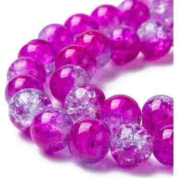 Dětské navlékací korálky Praskané korálky - fuchsiovofialové - ∅ 8 mm - 10 ks