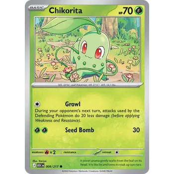 Karetní hra Pokémon ASC 008/217 Chikorita - Ascended Heroes Stav: Near Mint, Verze: NORMAL