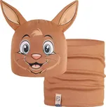 Dětská bavlněná čepice s nákrčníkem Zoo - zvířátka - vzor 16 - velbloudí hnědá - králíček 46 - 48