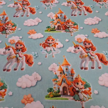 Pro útulný domov bavlněná látka 3D tisk PRINCEZNA