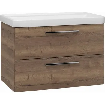 Koupelnový nábytek EBS Urban Skříňka s umyvadlem 81cm, dub Halifax/madlo chrom