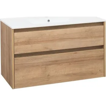 Umyvadlo EBS Duomo Skříňka a keramické umyvadlo Slim 101 cm, dub Riviera