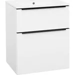 EBS Nevio B Skříňka s černým úchytem + umyvadlo Slim 61 cm, bílá lesklá