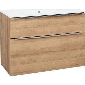 Umyvadlo EBS Nevio Skříňka a keramické umyvadlo Slim 101 cm, dub Riviera