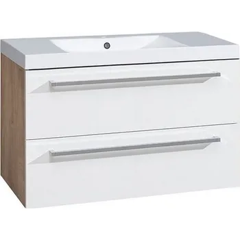 Koupelnový nábytek EBS Pure Skříňka s umyvadlem 101 cm, bílá/dub