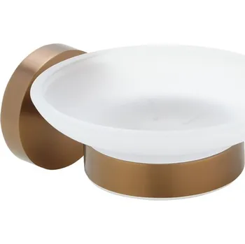 Dávkovač mýdla Sapho X-ROUND COPPER mýdlenka, mléčné sklo, měď mat