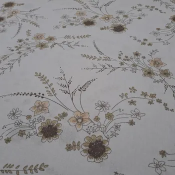 Pro útulný domov bavlněná látka BÉŽOVÉ KVĚTY NA BÍLÉ