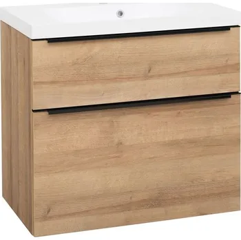 Koupelnový nábytek EBS Nevio B Skříňka s černým úchytem + umyvadlo 81 cm, dub Riviera