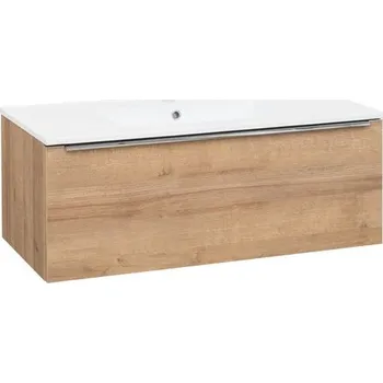 Umyvadlo EBS Nevio Skříňka a keramické umyvadlo Slim 101 cm, 1 zásuvka, dub Riviera