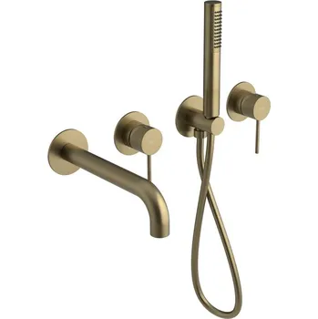 Vodovodní baterie Sapho ULTRASAN podomítková vanová baterie s hubicí a ruční sprchou, 2 výstupy, zlato mat