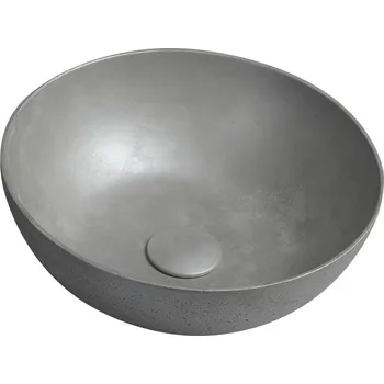 Umyvadlo Sapho FORMIGO betonové umyvadlo na desku, Ø 39cm, stříbrná mat