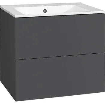 Umyvadlo EBS KUBA Skříňka + keramické umyvadlo Slim 61 cm, antracitově šedá