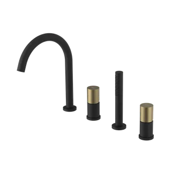 Vodovodní baterie Sapho ULTRATAP čtyřprvková baterie na okraj vany, černá mat/zlato mat