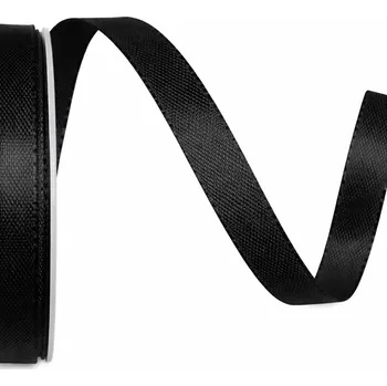 Stuha Taft Classic Black – taftová stuha černá 10mm x 3m (4,-Kč/m) (taftová stuha jednobarevná, úzká, oboustranná)