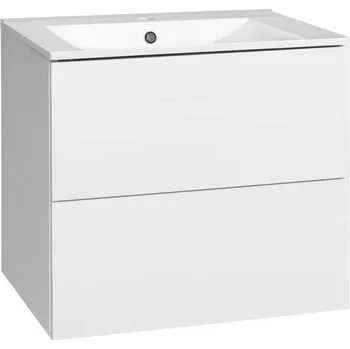 EBS KUBA Skříňka + keramické umyvadlo Slim 61 cm, bílá lesklá