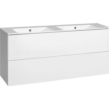 Umyvadlo EBS KUBA Skříňka + keramické umyvadlo Slim 121 cm, bílá lesklá