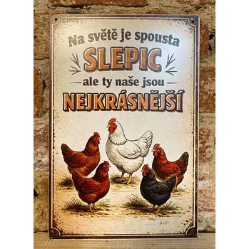 Plechová cedule Plechová cedulka - nejkrásnější slepice