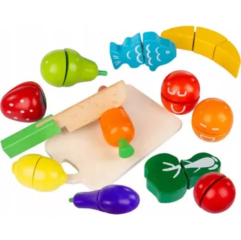 Dětská kuchyňka Dřevěné ovoce a zelenina na krájení na suché zipy