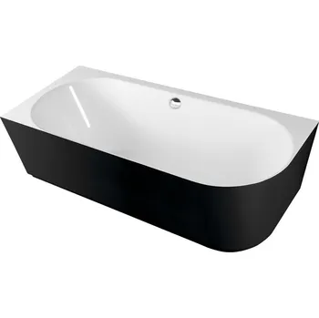 Vana Polysan SUSSI L rohová stojící vana, litý mramor 150x70x49,5cm, černá/bílá