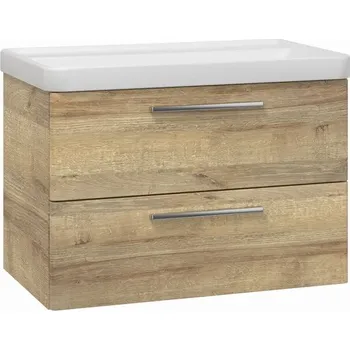 Koupelnový nábytek EBS Urban Skříňka s umyvadlem 81cm, dub Riviera/madlo nerez