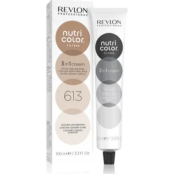 Barva na vlasy Revlon Professional Nutri Color tónující maska Golden Ash Brown 613 100 ml tónující maska pro středně hnědý odstín se zlatými a popelavými tóny (Golden Ash Brown 613) ✨