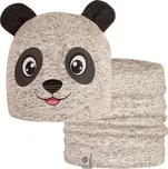 Dětská bavlněná čepice s nákrčníkem Zoo - zvířátka - vzor 03 - šedá melír - panda 48 - 50