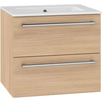 Koupelnový nábytek EBS Pure Skříňka s keramickým umyvadlem slim 61 cm, dub sand barbera