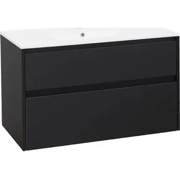 Umyvadlo EBS Duomo Skříňka a keramické umyvadlo Slim 101 cm, černá matná