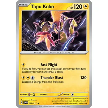 Karetní hra Pokémon ASC 067/217 Tapu Koko - Ascended Heroes Stav: Near Mint, Verze: HOLO