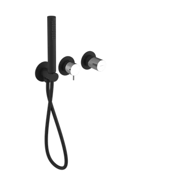 Vodovodní baterie Sapho ULTRATAP podomítková sprchová/vanová baterie s ruční sprchou, 2 výstupy, černá mat/chrom
