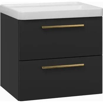 Koupelnový nábytek EBS Urban Skříňka s umyvadlem 61cm, černá mat/madlo zlatá kartáčovaná