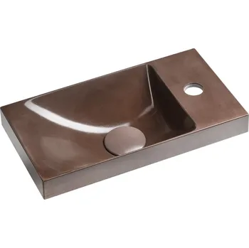 Umyvadlo Sapho AGOS betonové umývátko 40x22cm, levé/pravé, tmavě hnědá pololesk