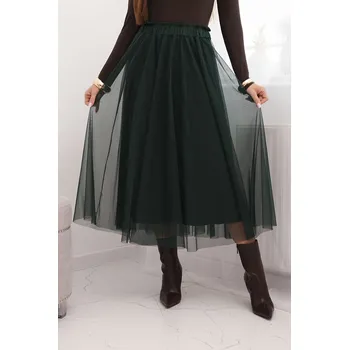 Dámská sukně Dámská midi sukně tylová s podšívkou viskóza bordová Barva: Zelená, Velikost: universal
