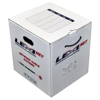 Síťový kabel LEXI-Net instalační kabel FTP CAT 5e 24AWG venkovní dvouplášť PVC+PE 305m samoodvíjecí box černý