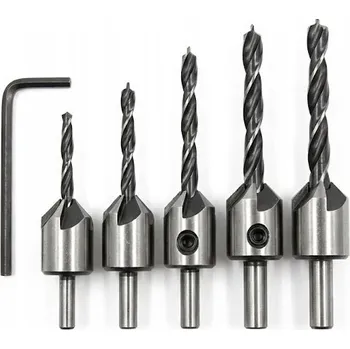Vrták Sada zahlubovacích vrtáků do dřeva, 5 ks s hloubkovým dorazem a klíčem