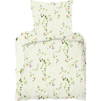 Povlečení 4sleep Krepové povlečení 140 × 200+70 × 90 cm - Drobné květinky na ecru