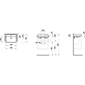LAUFEN MEDA - umývátko (H815111) Barva: Bílá, Provedení: bez přepadu, bez otvoru pro baterii