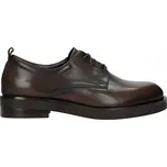 Tmavě hnědé šněrovací dámské polobotky z lícové kůže, velikost vel.